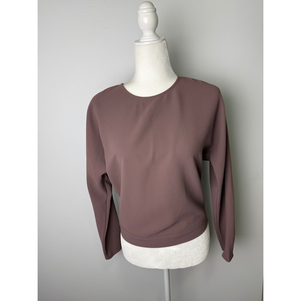 Wilfred Aritzia Dusty Mauve Open Back Tie Hem Long Sleeve Blouse Medium